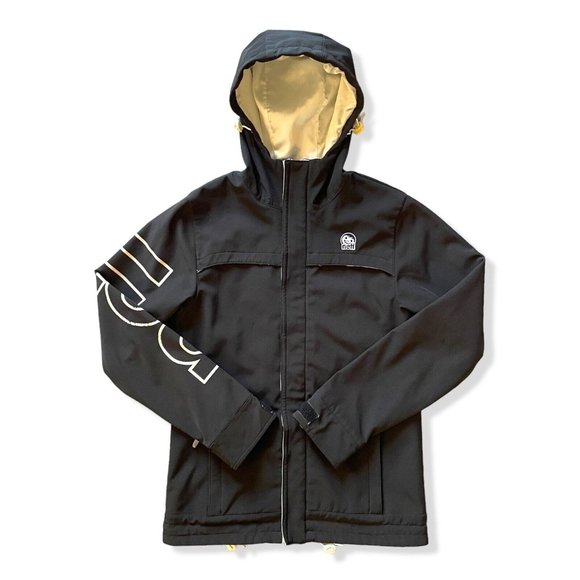 Neff Jacket Mens Medium Black Fleece Lined Hooded Full Zip Logo Soft Shell Coat - Picture 1 of 16